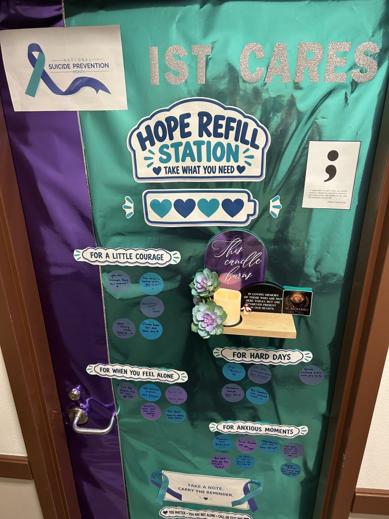 Hope refill station door decorations at LAC in Lancaster.