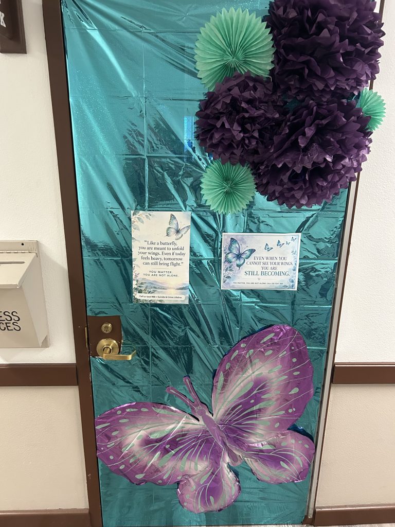 LAC Suicide Awareness door decorating.