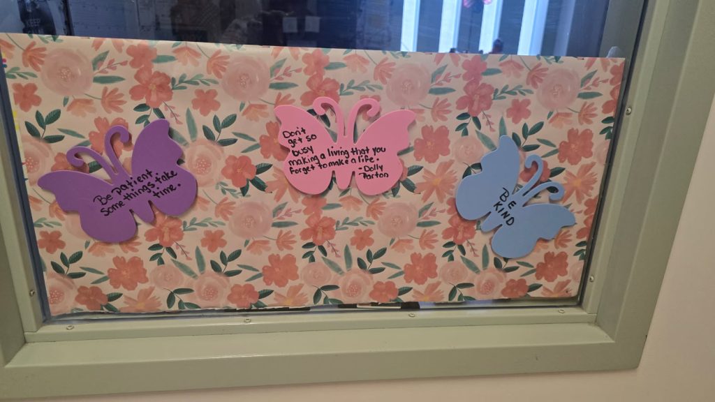 Messages of hope on a door at LAC.