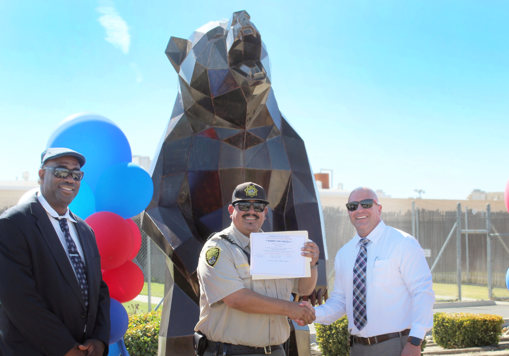PVSP staff and sculpture at dedication