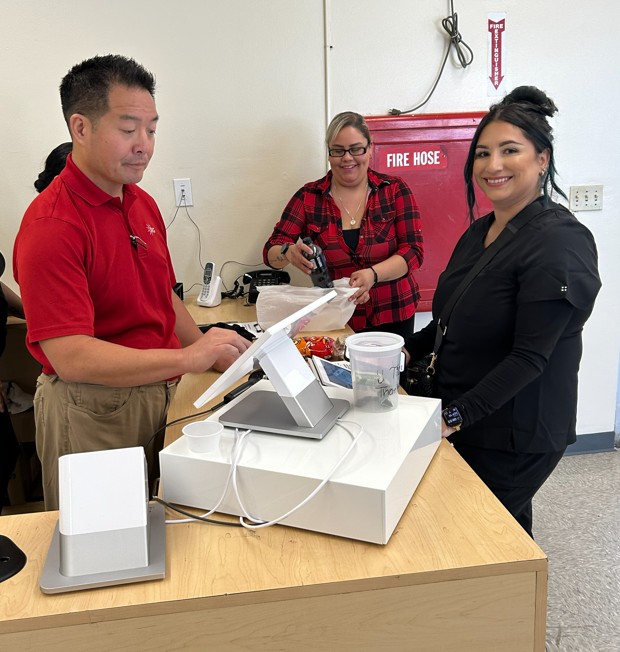 Staff checking out at newly renovated CCI cafeteria
