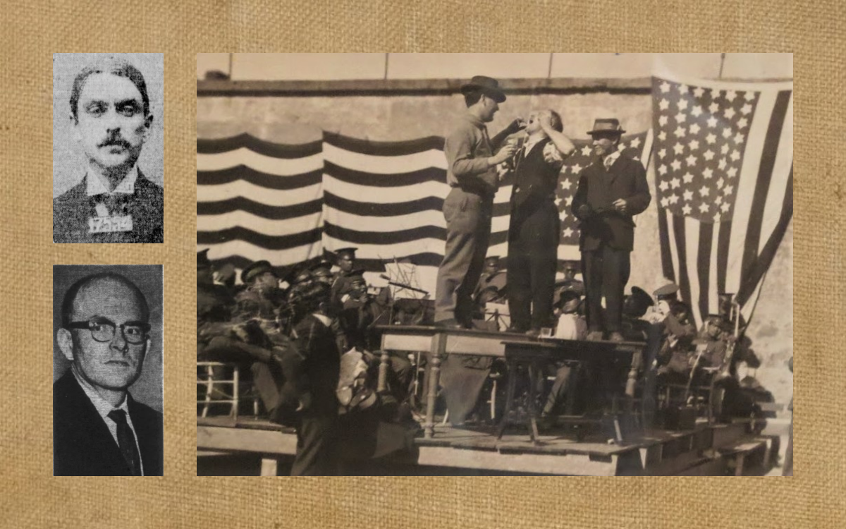 Requests for CDCR history of two people on the left and a 1915 photo of Harry Houdini.