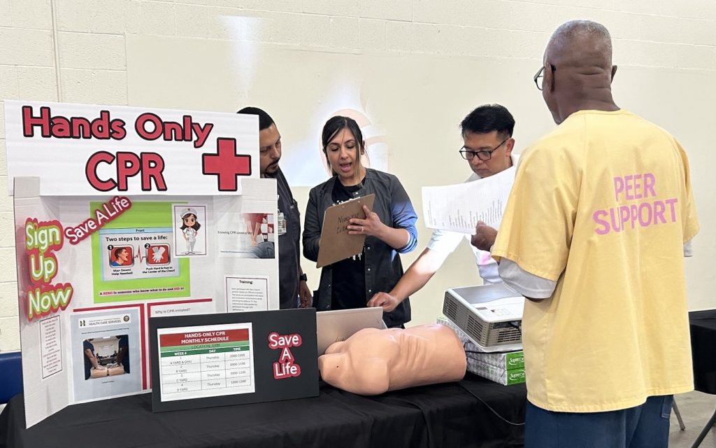 Hands-only CPR booth at VSP in Chowchilla, California, 2026.