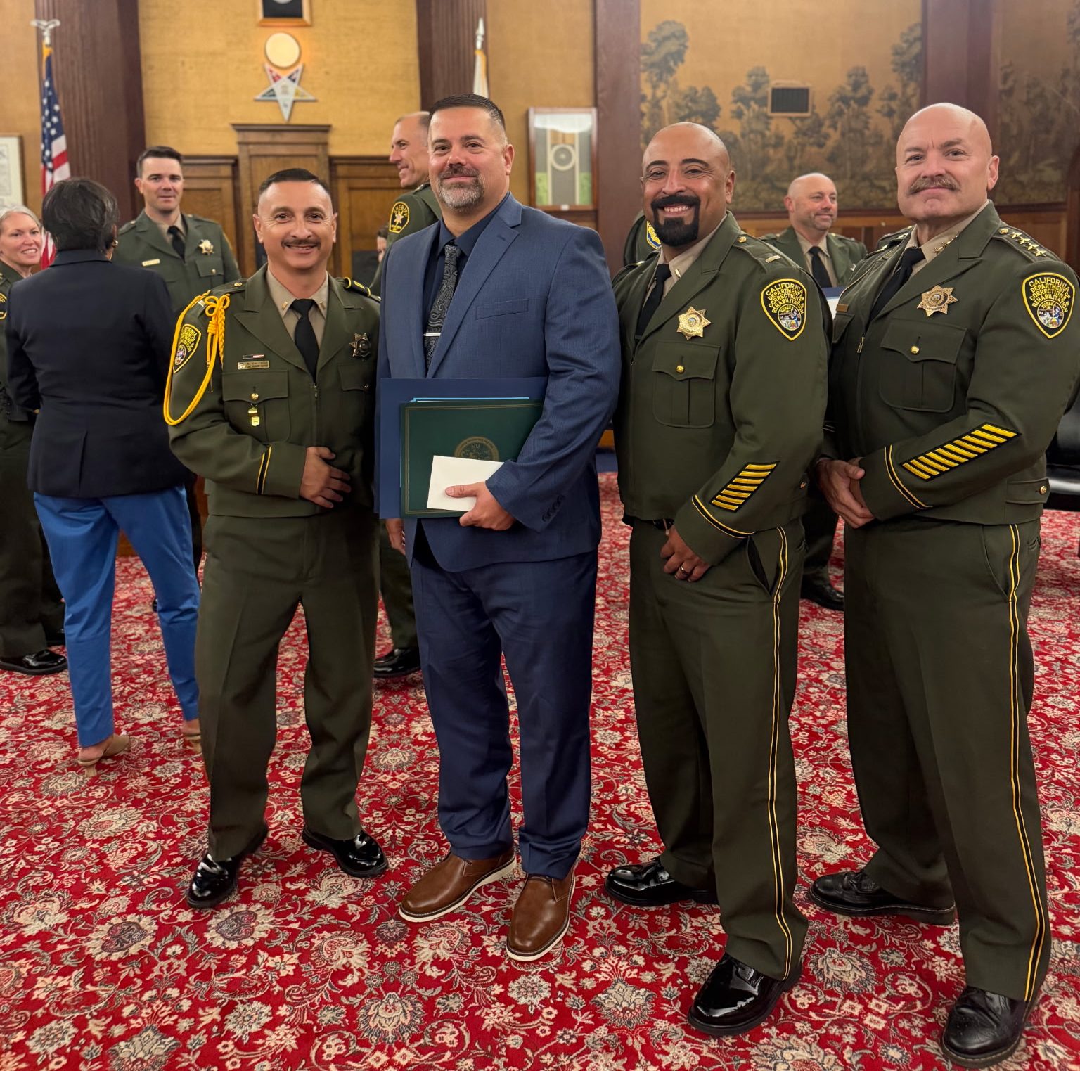 California Men’s Colony (CMC) Sergeant Stephen Hardman was recognized for his leadership, dedication and service during the annual Law Enforcement Awards Ceremony hosted by King David’s Lodge in San Luis Obispo on Tuesday, September 8.
