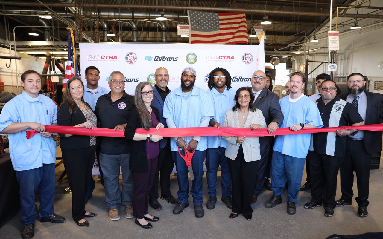 Ribbon cutting for the Ironworkers Pre-Apprenticeship Program at California Institution for Men (CIM) in Chino.