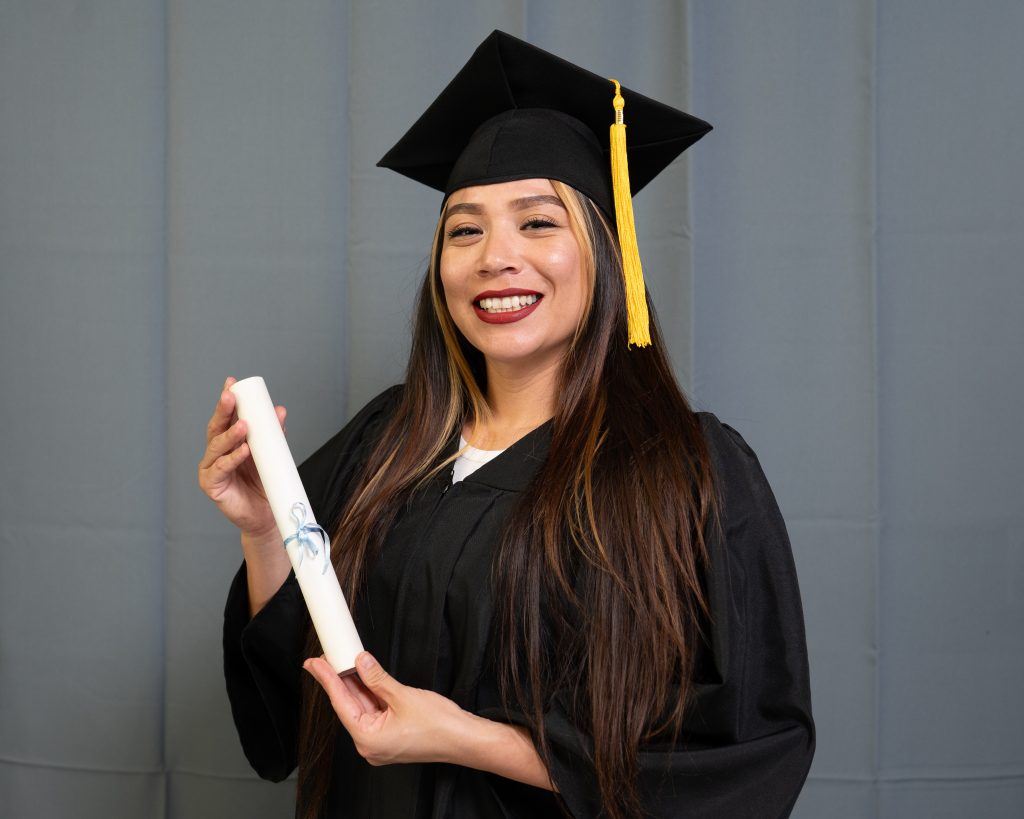 Pineda holds her degree at CCWF.