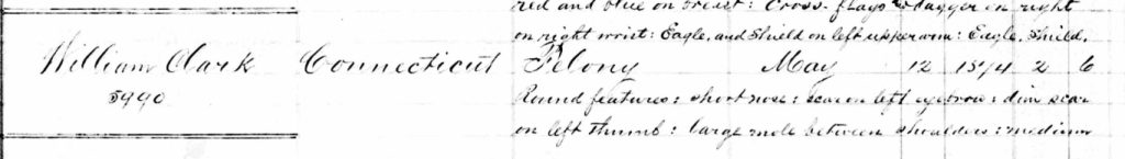 William Clark's prison register information in 1874.