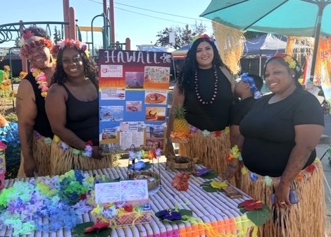 FCRP Sacramento participants with informational poster at annual luau