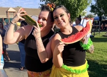FCRP Sacramento participants with watermelon wedges at annual luau
