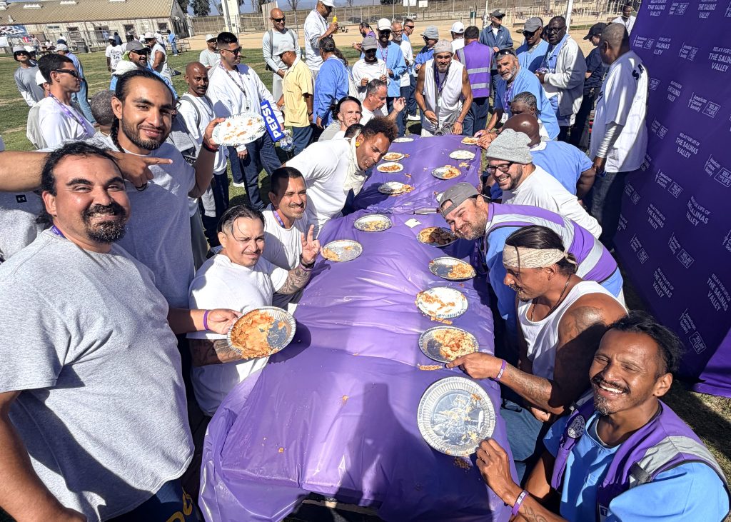 Incarcerated participants at CTF Relay for Life event having lunch