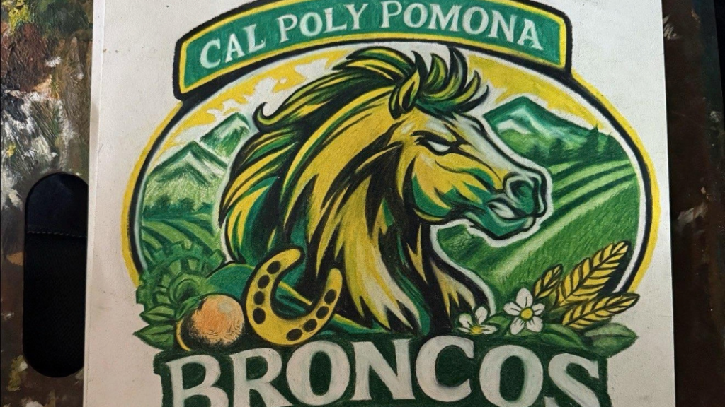 Angel Paredes, a reentry program participant, drew a design for Cal Poly Pomona, winning a contest. His design was printed on thousands of shirts for the college.