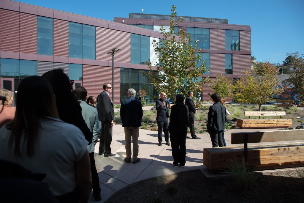 Secretary Jeff Macomber leads a tour, along with Warden Chance Andes, of the new San Quentin Learning Center.