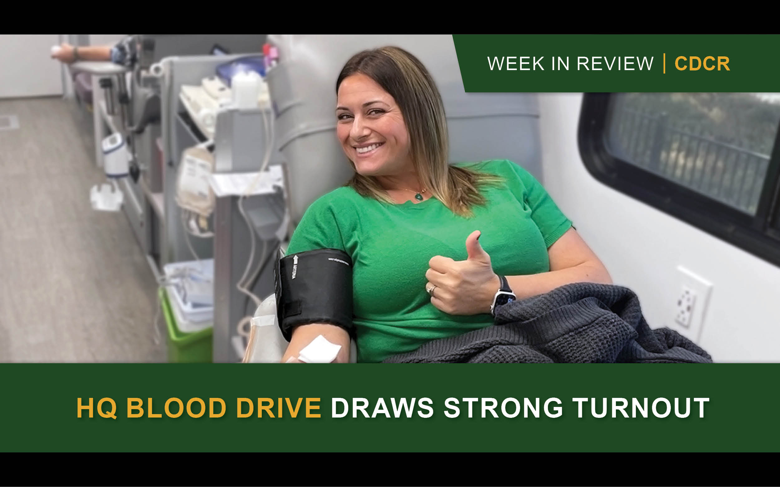 Cover image featuring staff member at headquarters blood drive