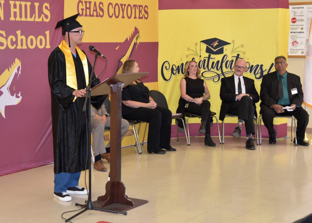 Graduate speaker at Avenal State Prison College Graduation
