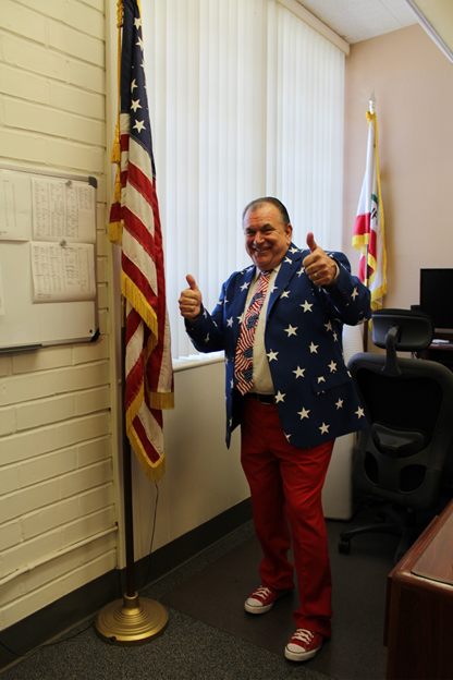 Ken Fewer in patriotic attire. 