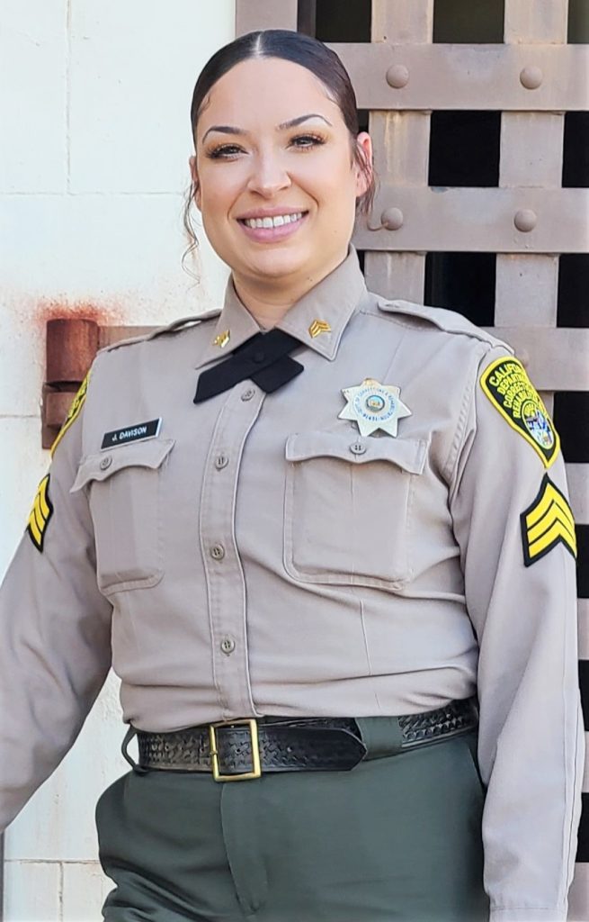 Jocelyn Davison wearing a sergeant uniform at San Quentin State Prison.