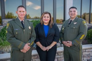 Pictured left to right are Correctional Sergeant John Bradley, Registered Nurse Mayra Mora and Correctional Lieutenant Heriberto Mora from Ironwood State Prison