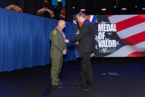 CDCR Secretary Jeff Macomber and Medal of Valor recipient, Lieutenant Larry Faria