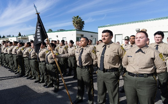 Cadet lined up for inspection prior to graduation.