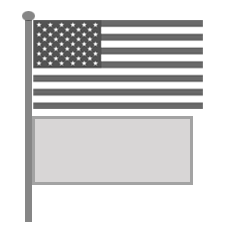 American flag vertically hang on a top of a regular flag