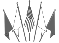 Five flags on a pole and American Flag is in the middle and rest of the
sample flags cascades lower from the middle.