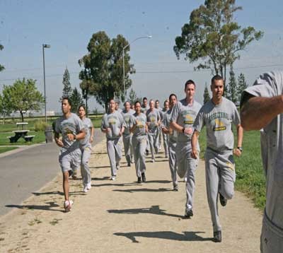 Cadets running outdoors