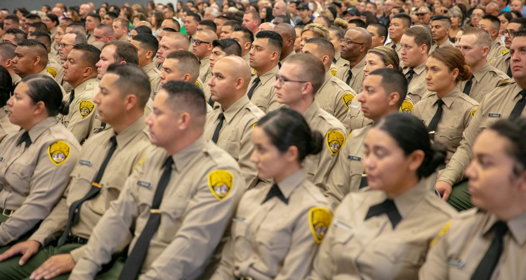 Sitting crowd of correctional officer trainees