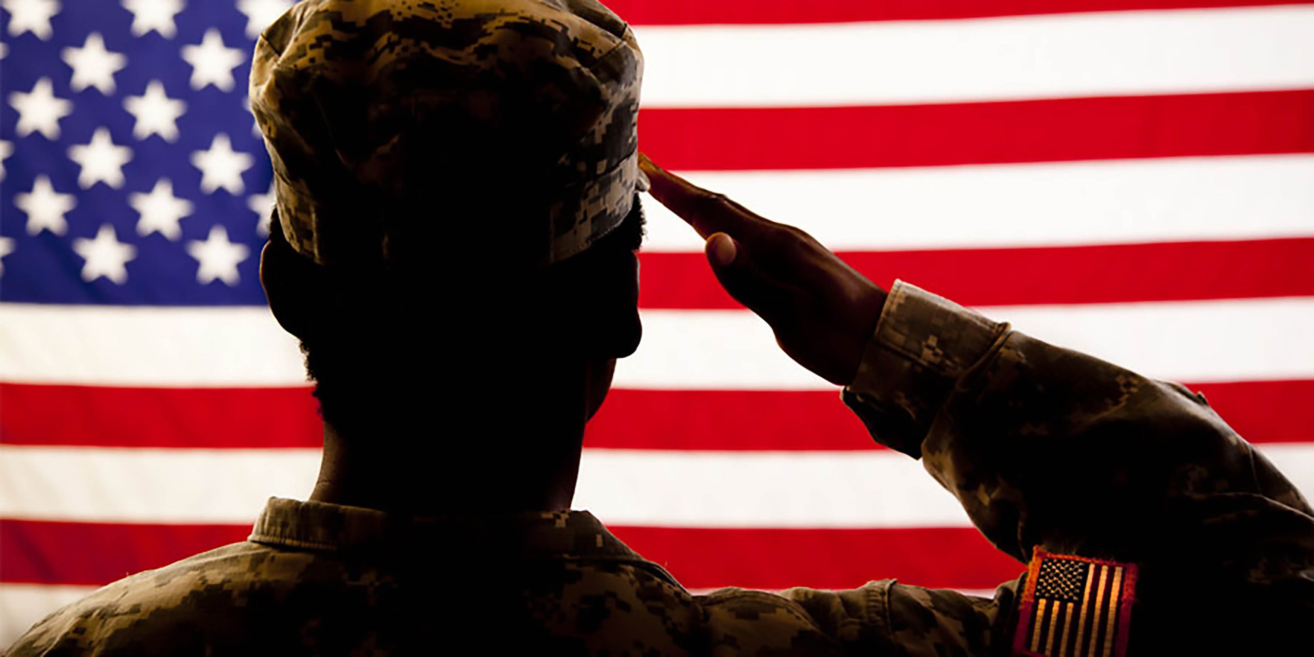 Background image of soldier saluting