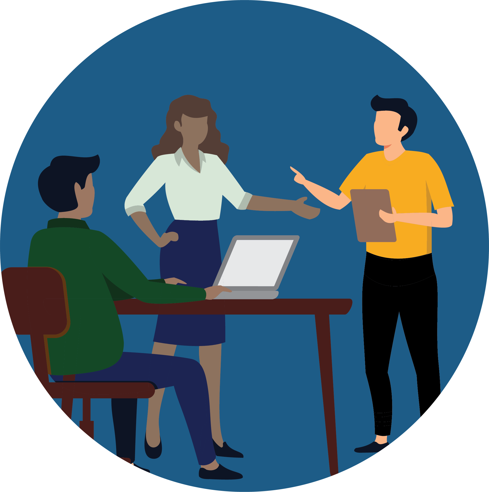 Job fair icon showing three figures talking