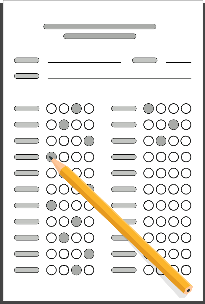 pencil and exam answer sheet