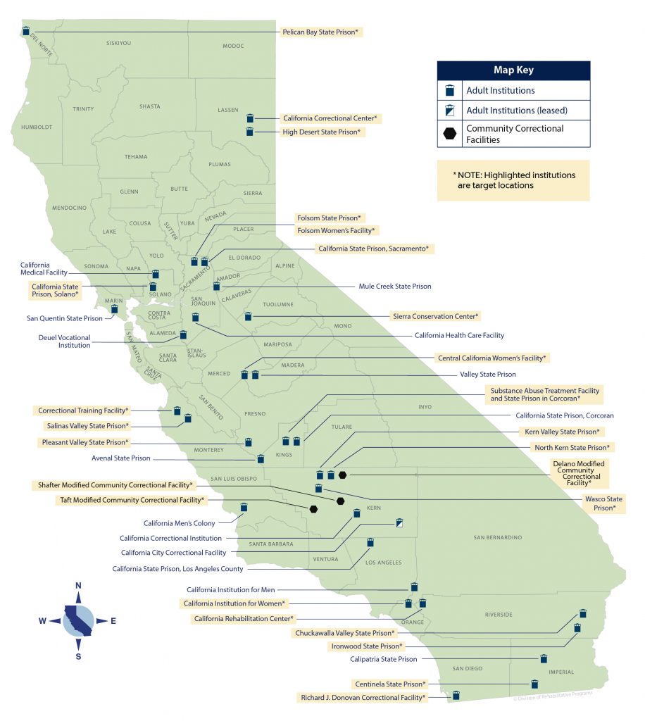 State Prisons In California Map - Rosa Wandie