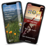 Two phone with CDCR Wellness app on screen