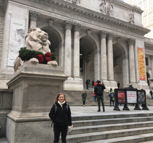 Andrea Hubbard outside of the New York Public Library