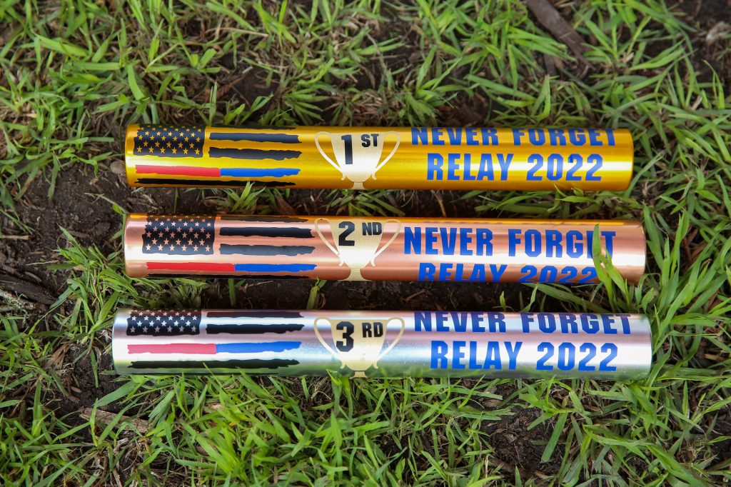Never Forget Memorial Relay batons