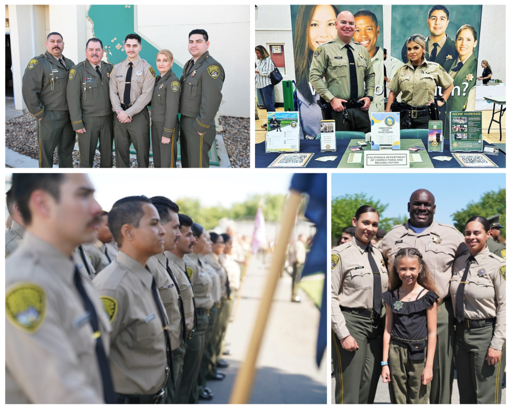 A collage of four photos of correctional officers 