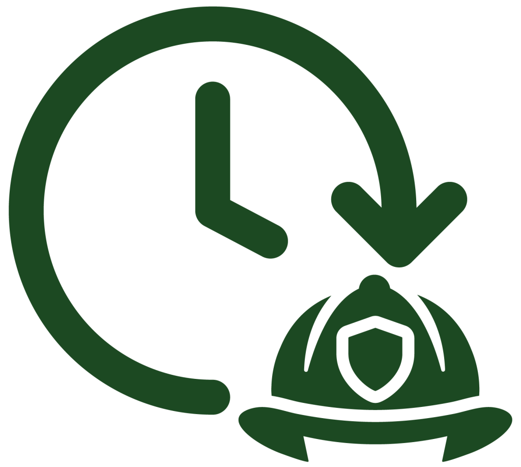 clock icon with firefighter helmet